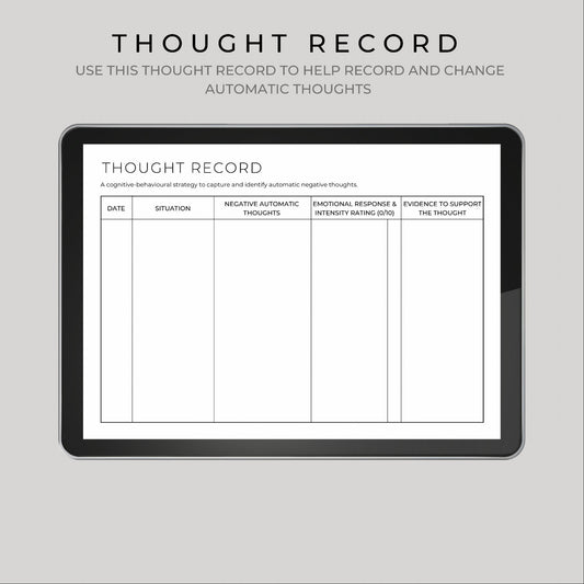 Thought Record | CBT Thought Diary | Narcissistic Abuse Recovery Printable Mental Health Printable | Emotional Abuse Printable