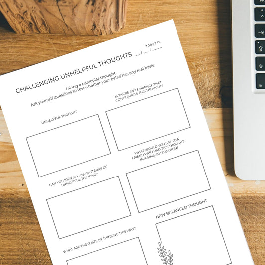 Challenging Unhelpful Thoughts Printable | Narcissistic Abuse Printable, Narcissistic Abuse Recovery, Trauma Recovery, Emotional Abuse